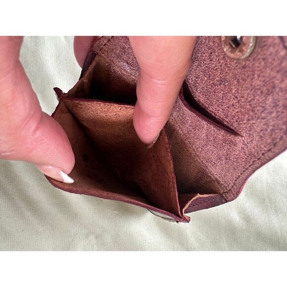 Mini Genuine Leather Embossed Animal Birds Coin Purse Snap Button Closure Wallet - Picture 5 of 5